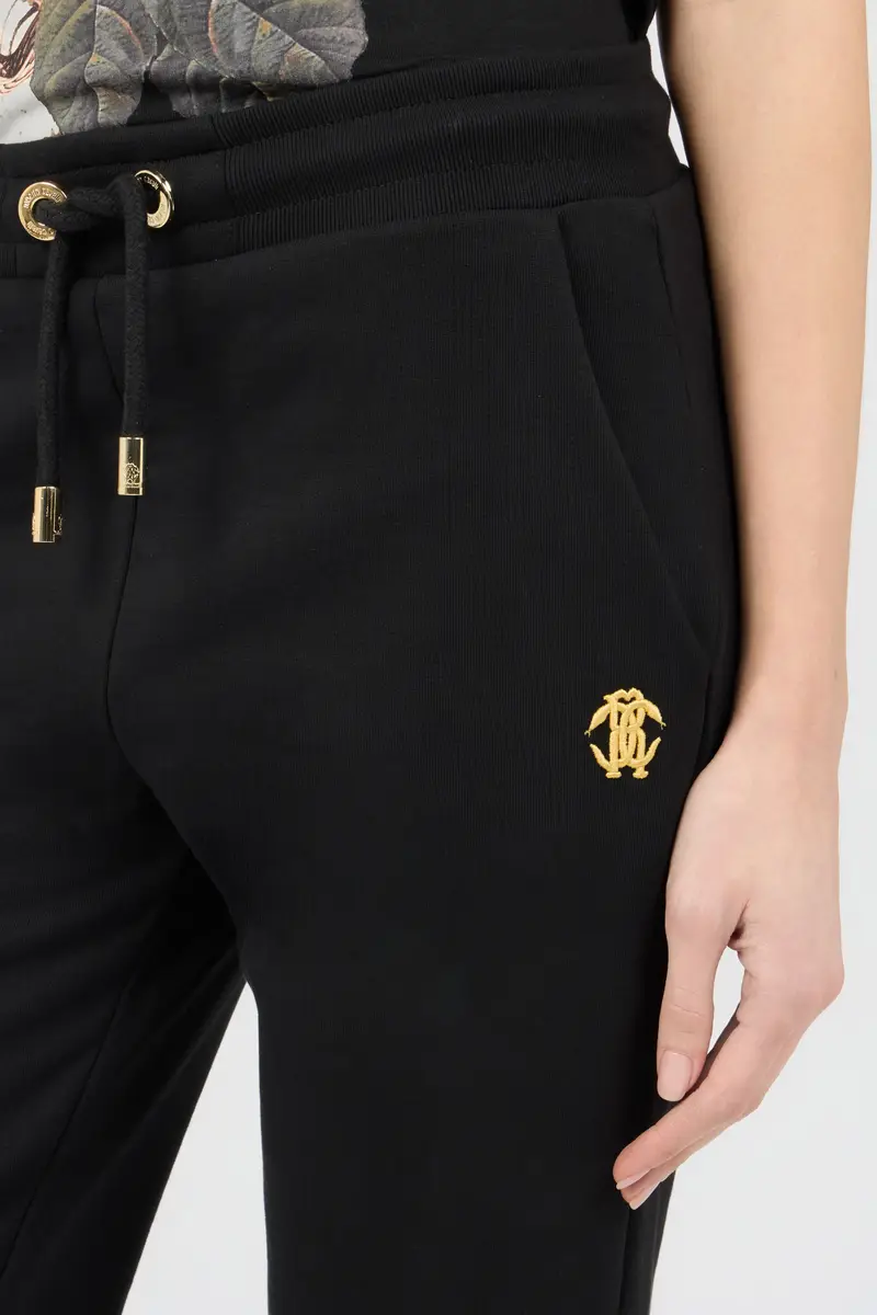Roberto Cavalli Black Cotton Joggers with Monogram RC | Thumbnail 4