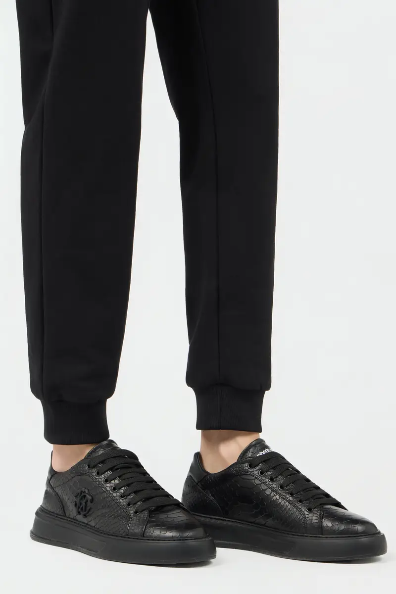 Roberto Cavalli Black Cotton Joggers with Monogram RC | Thumbnail 5