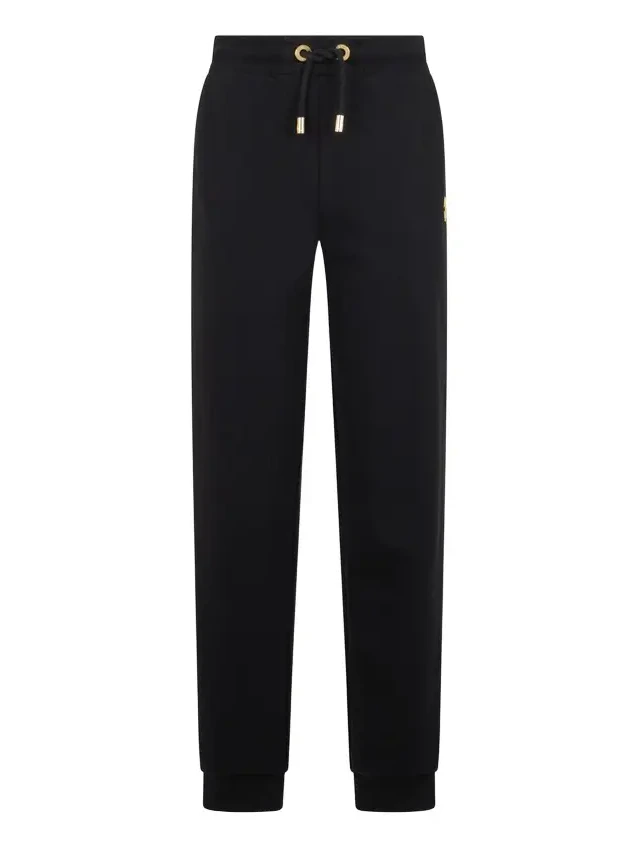 Black Cotton Joggers with Monogram RC Black Cotton Joggers with Monogram RC