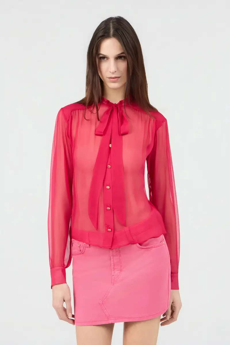 Roberto Cavalli Fuchsia Tie-Neck Shirt | Thumbnail 2 Roberto Cavalli Fuchsia Tie-Neck Shirt | Thumbnail 2