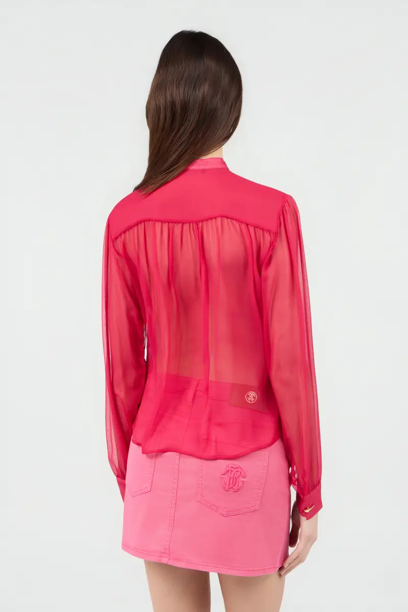 Roberto Cavalli Fuchsia Tie-Neck Shirt | Thumbnail 3 Roberto Cavalli Fuchsia Tie-Neck Shirt | Thumbnail 3