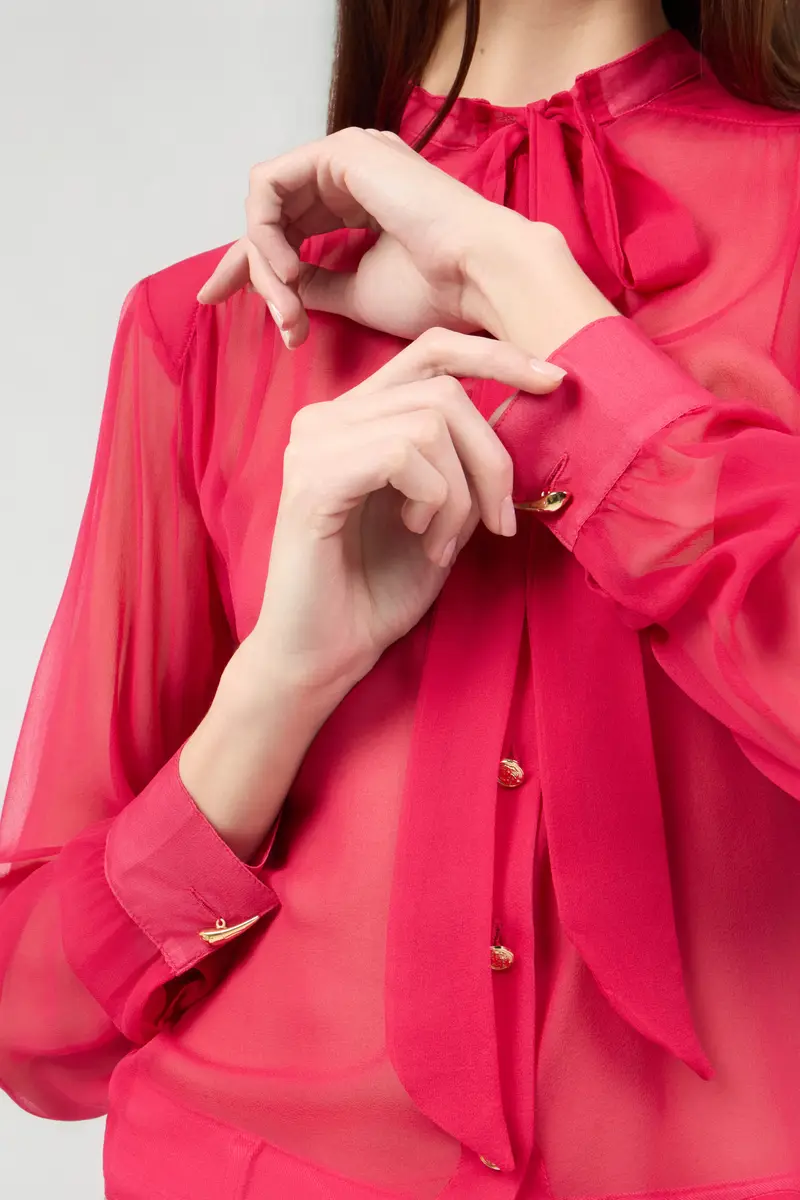 Roberto Cavalli Fuchsia Tie-Neck Shirt | Thumbnail 5 Roberto Cavalli Fuchsia Tie-Neck Shirt | Thumbnail 5