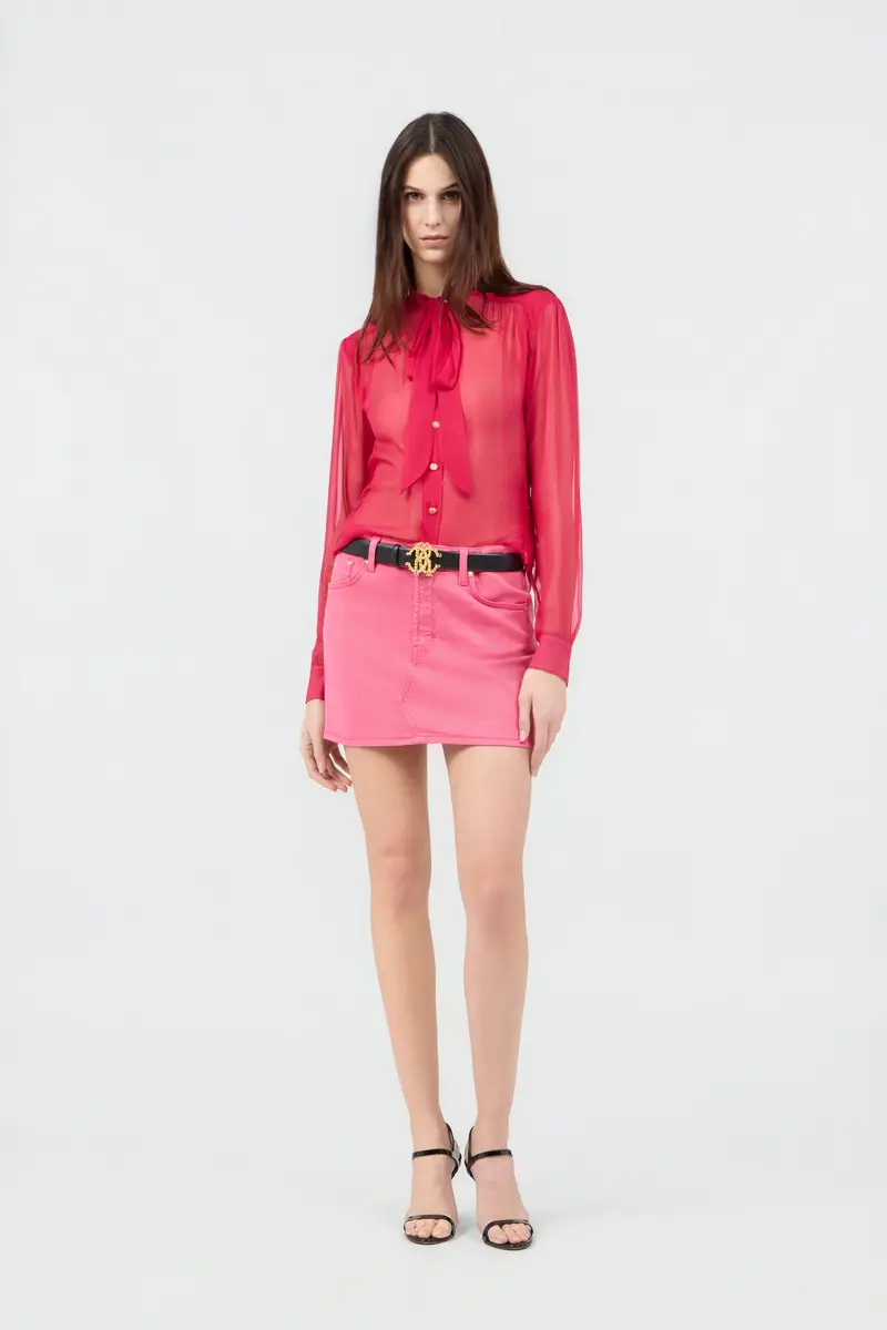 Roberto Cavalli Fuchsia Tie-Neck Shirt | Thumbnail 6 Roberto Cavalli Fuchsia Tie-Neck Shirt | Thumbnail 6