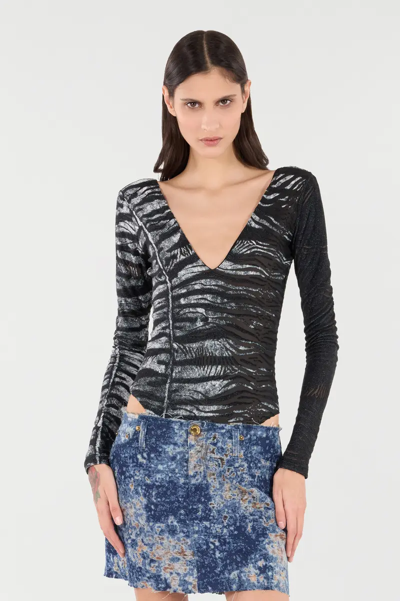 Roberto Cavalli Bodysuit With Zebra And Tiger Skin Design | Thumbnail 2 Roberto Cavalli Bodysuit With Zebra And Tiger Skin Design | Thumbnail 2