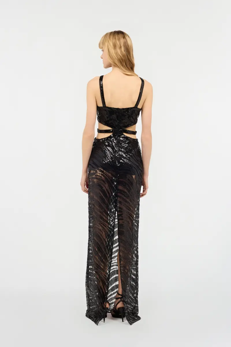 Roberto Cavalli See-Through Dress With Sequined Zebra Pattern | Thumbnail 3