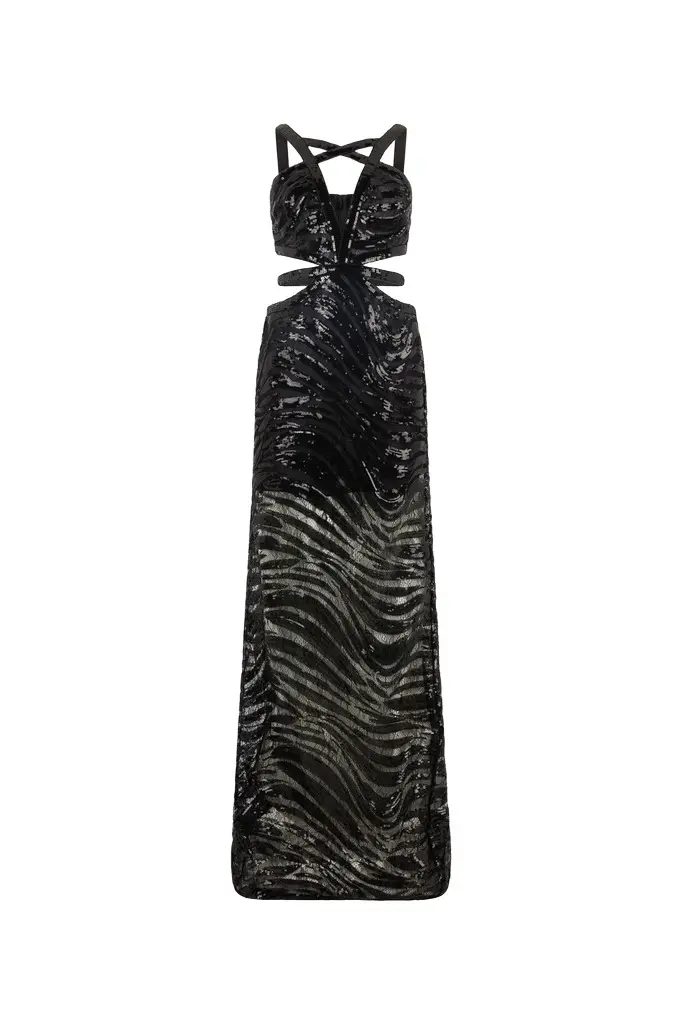 See-Through Dress With Sequined Zebra Pattern