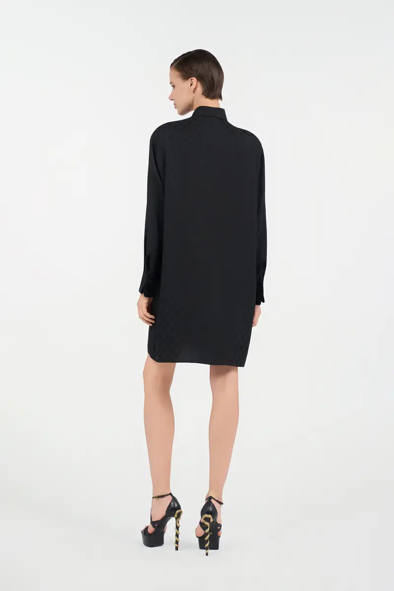 Roberto Cavalli Silk Mini Shirt Dress with Monogram RC | Thumbnail 3 Roberto Cavalli Silk Mini Shirt Dress with Monogram RC | Thumbnail 3