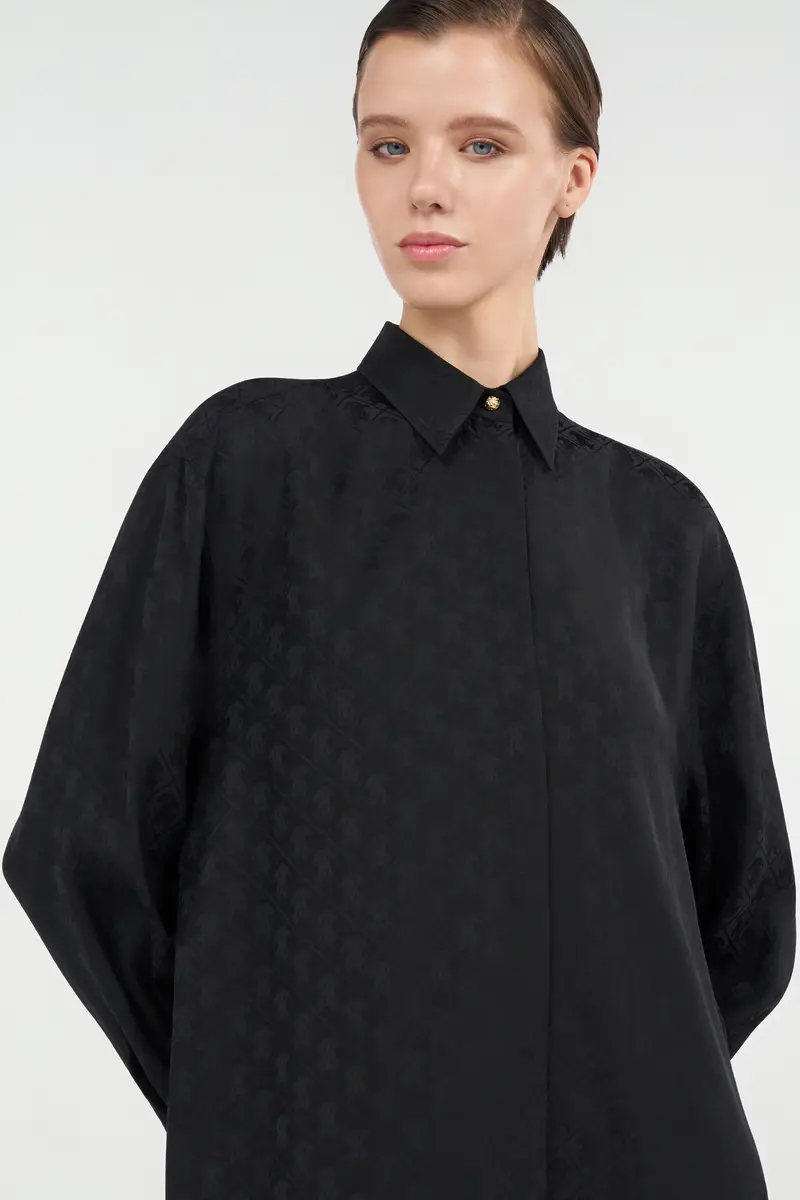 Roberto Cavalli Silk Mini Shirt Dress with Monogram RC | Thumbnail 5 Roberto Cavalli Silk Mini Shirt Dress with Monogram RC | Thumbnail 5