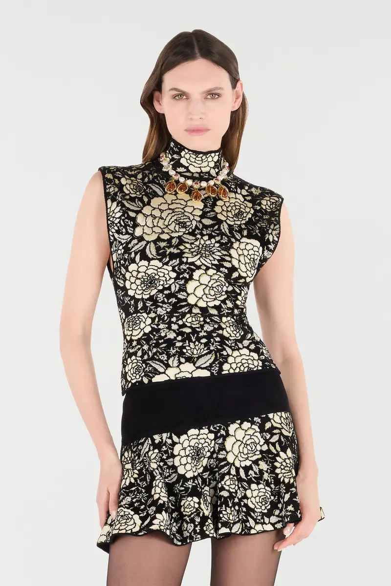 Roberto Cavalli Knitted Top With Jacquard Floral Pattern | Thumbnail 2 Roberto Cavalli Knitted Top With Jacquard Floral Pattern | Thumbnail 2