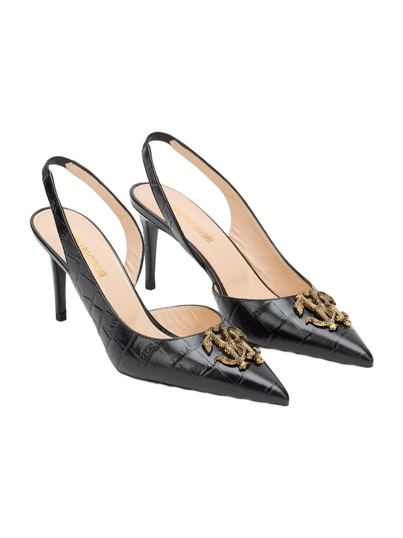 Roberto Cavalli Croc-Effect Print Shoes Sling Back