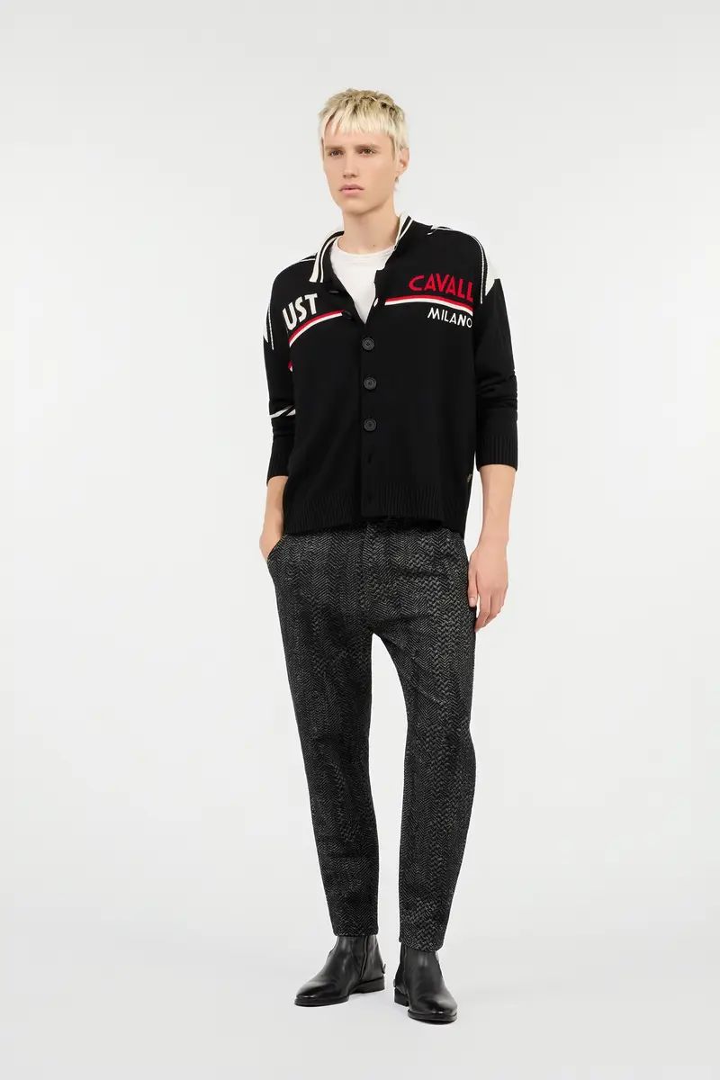 Roberto Cavalli Black Textured Trousers | Thumbnail 7