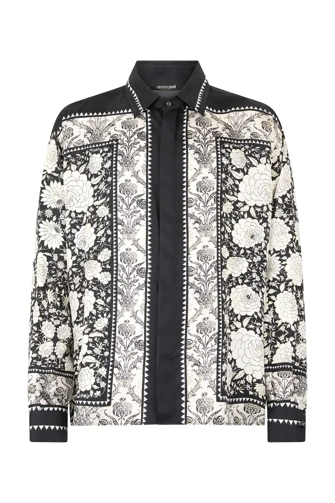 Roberto Cavalli Silk Shirt With Floral Print | Image 1 Roberto Cavalli Silk Shirt With Floral Print | Image 1