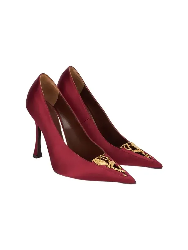 Roberto Cavalli Burgundy Pumps With Leaf Insert