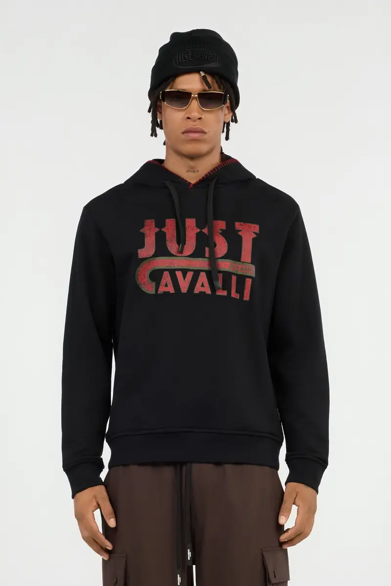 Roberto Cavalli Black Hoodie With Logo Print | Thumbnail 2 Roberto Cavalli Black Hoodie With Logo Print | Thumbnail 2