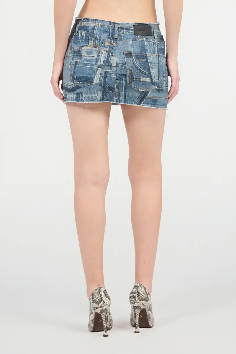 Roberto Cavalli Patchwork Capsule Collection Denim Mini Skirt | Thumbnail 3
