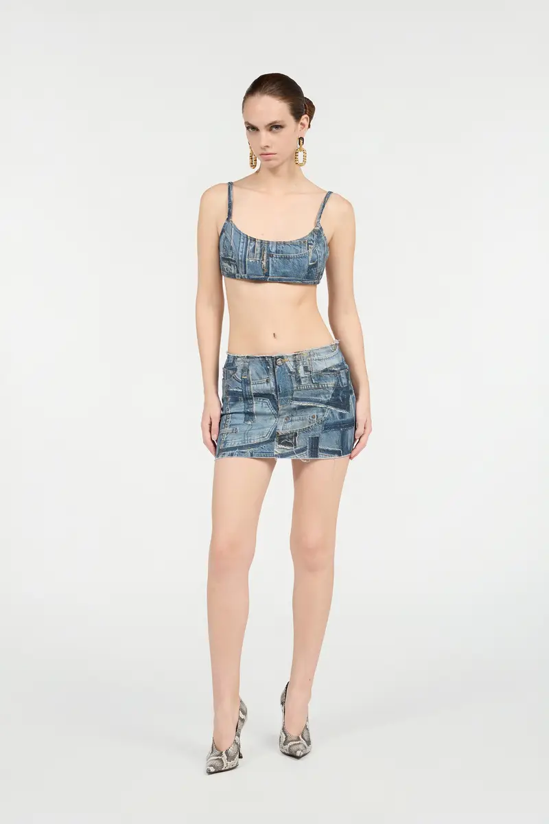 Roberto Cavalli Patchwork Capsule Collection Denim Mini Skirt | Thumbnail 7