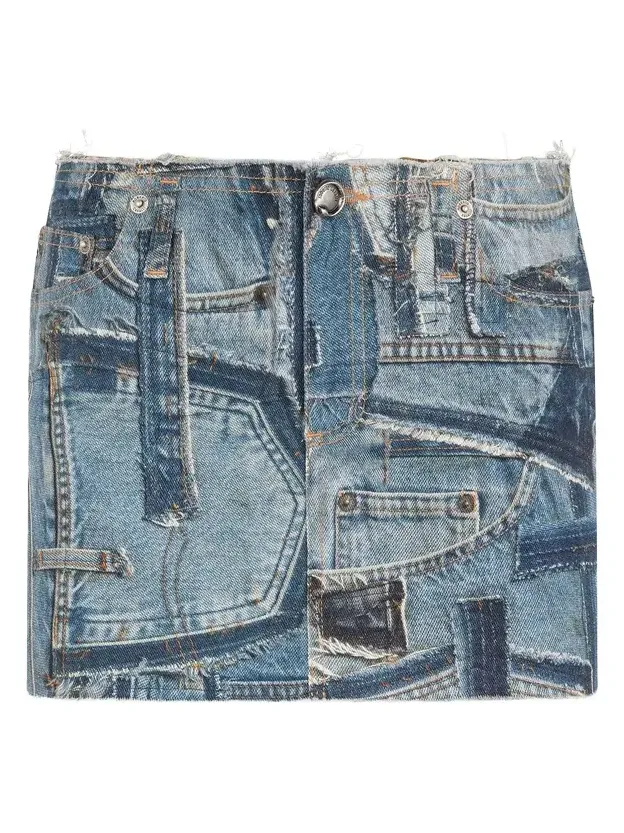 Roberto Cavalli Patchwork Capsule Collection Denim Mini Skirt