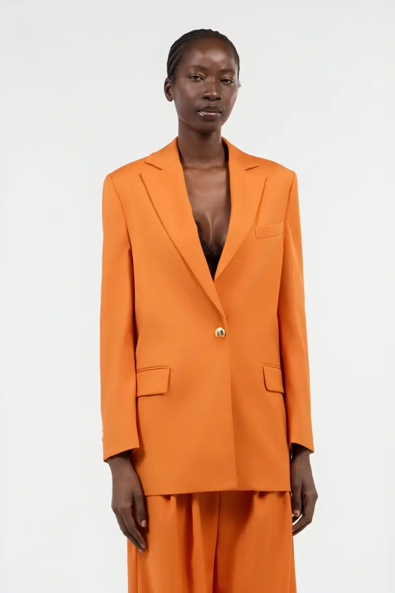 Roberto Cavalli Orange Single-Breasted Jacket with Logo Strap | Thumbnail 2 Roberto Cavalli Orange Single-Breasted Jacket with Logo Strap | Thumbnail 2