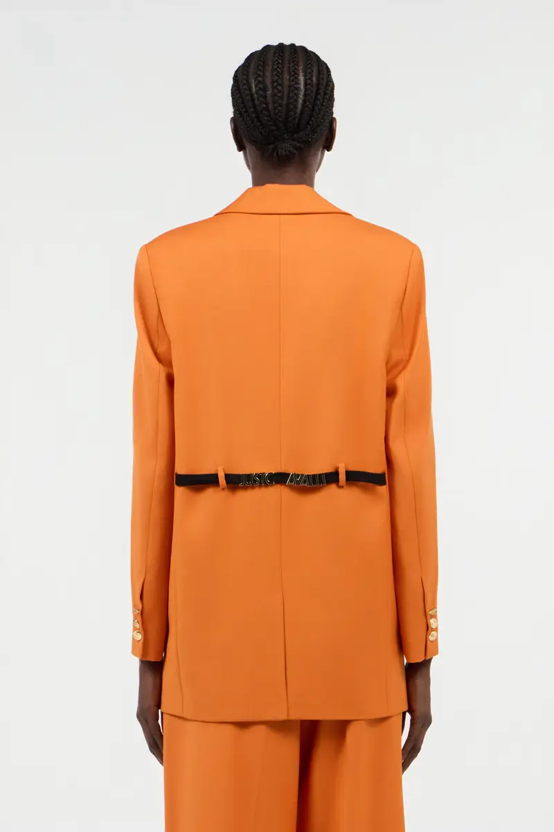 Roberto Cavalli Orange Single-Breasted Jacket with Logo Strap | Thumbnail 3 Roberto Cavalli Orange Single-Breasted Jacket with Logo Strap | Thumbnail 3