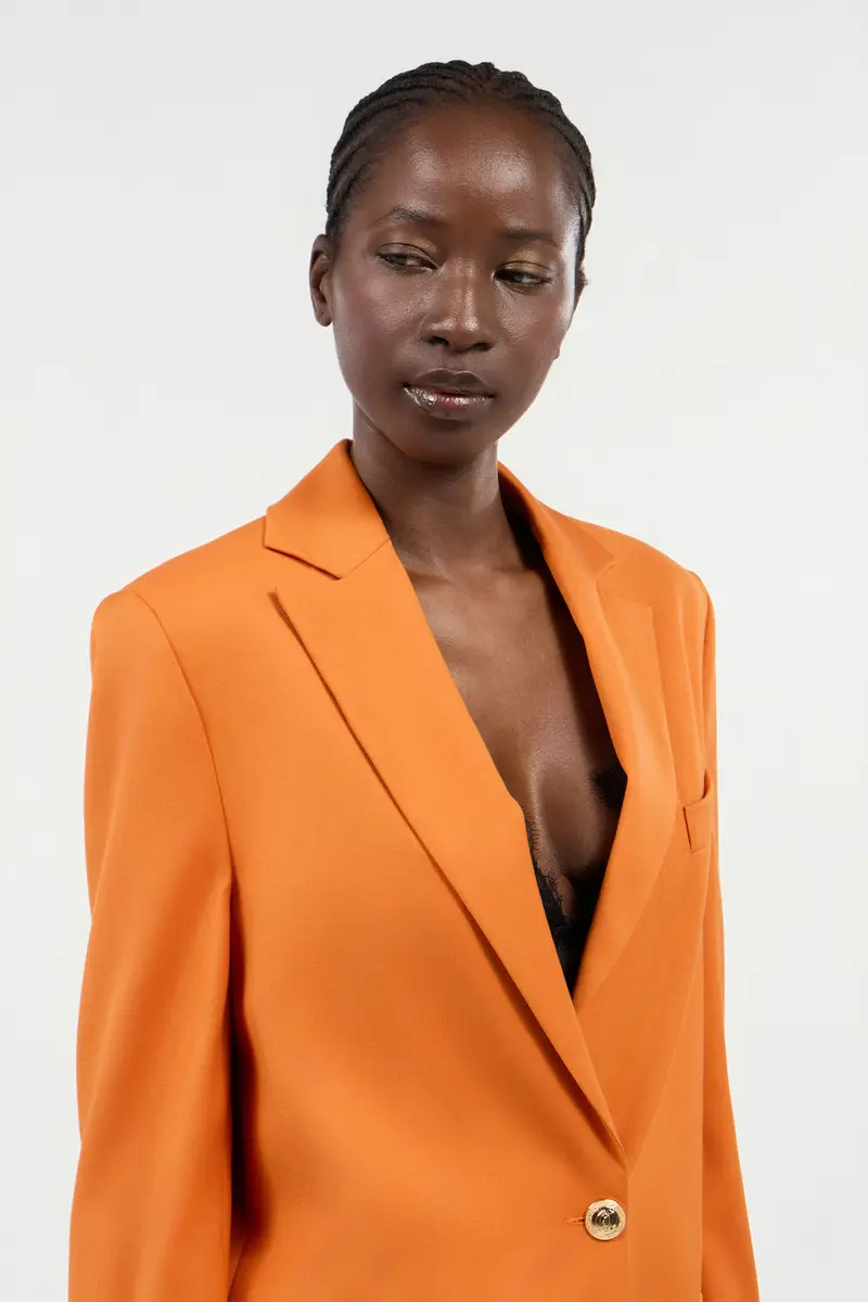Roberto Cavalli Orange Single-Breasted Jacket with Logo Strap | Thumbnail 5 Roberto Cavalli Orange Single-Breasted Jacket with Logo Strap | Thumbnail 5