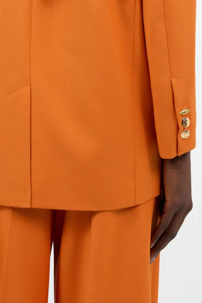 Roberto Cavalli Orange Single-Breasted Jacket with Logo Strap | Thumbnail 6 Roberto Cavalli Orange Single-Breasted Jacket with Logo Strap | Thumbnail 6