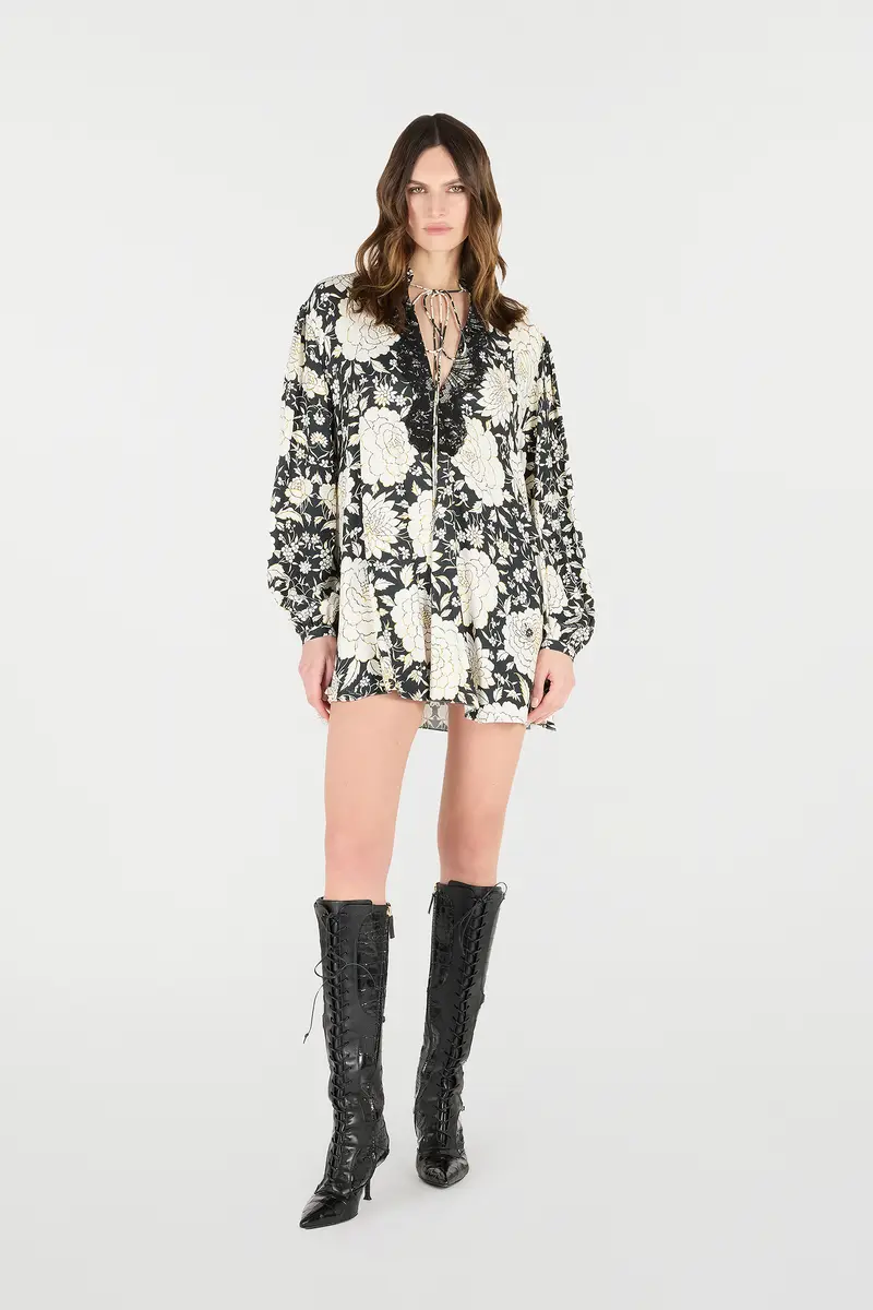 Roberto Cavalli Mini Dress With Floral Print And Lace | Thumbnail 7 Roberto Cavalli Mini Dress With Floral Print And Lace | Thumbnail 7