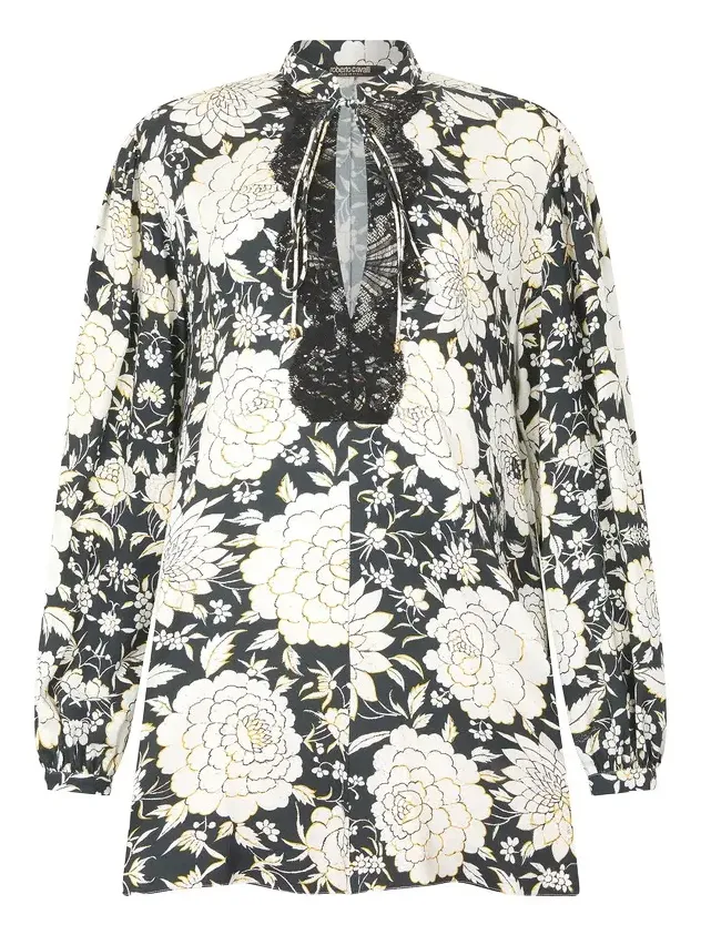 Mini Dress With Floral Print And Lace