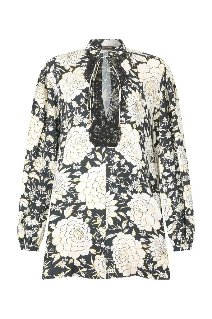 Mini Dress With Floral Print And Lace
