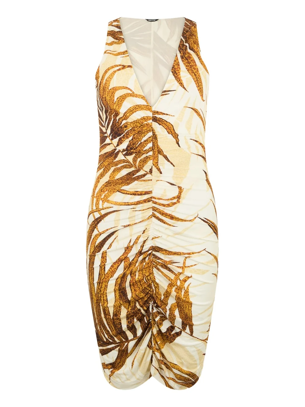 Golden Palm Print Mini Dress