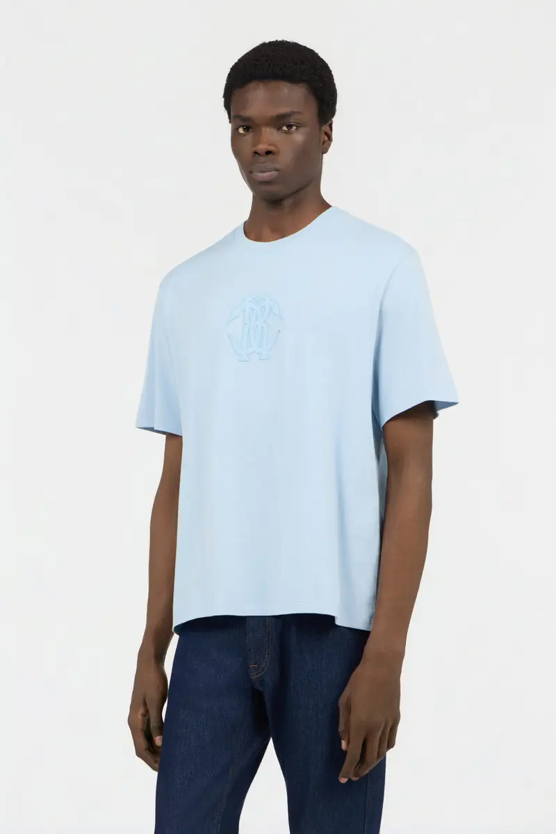 Roberto Cavalli Light Blue T-shirt with Embroidered Logo | Thumbnail 2