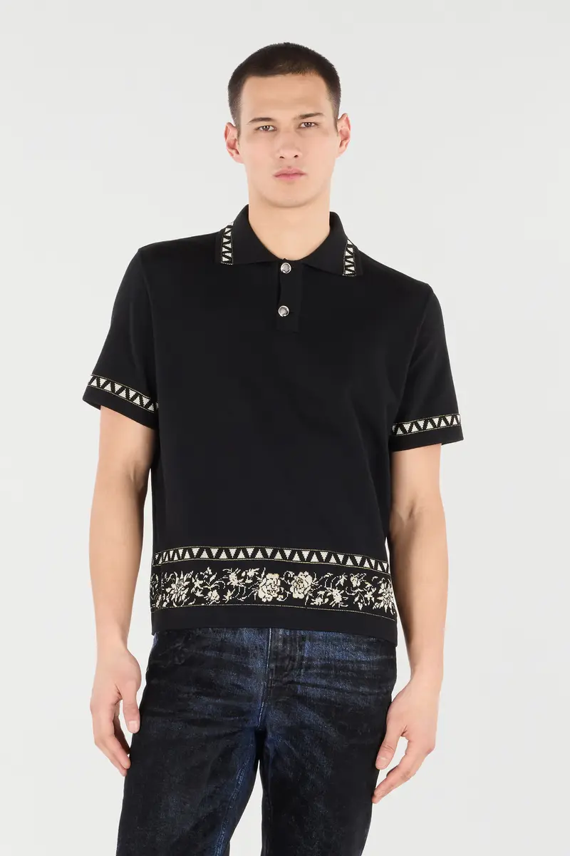 Roberto Cavalli Knitted Polo Shirt With Jacquard Pattern | Thumbnail 2 Roberto Cavalli Knitted Polo Shirt With Jacquard Pattern | Thumbnail 2