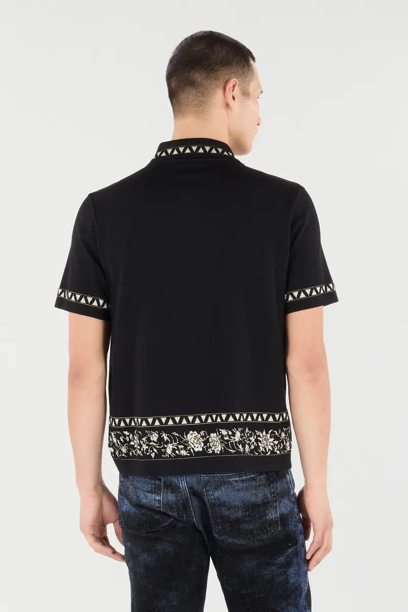 Roberto Cavalli Knitted Polo Shirt With Jacquard Pattern | Thumbnail 3 Roberto Cavalli Knitted Polo Shirt With Jacquard Pattern | Thumbnail 3