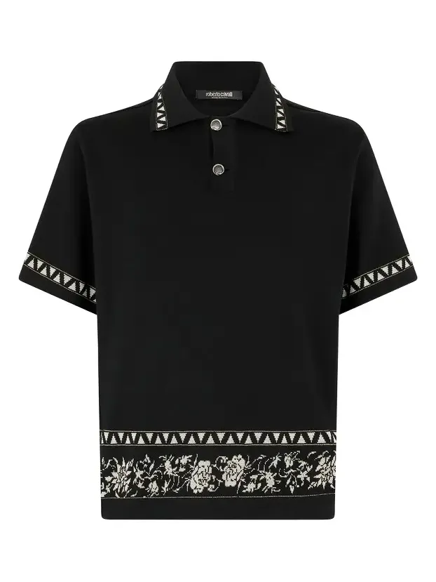 Knitted Polo Shirt With Jacquard Pattern Knitted Polo Shirt With Jacquard Pattern
