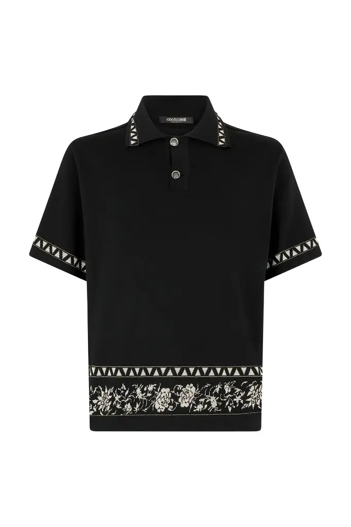 Roberto Cavalli Knitted Polo Shirt With Jacquard Pattern