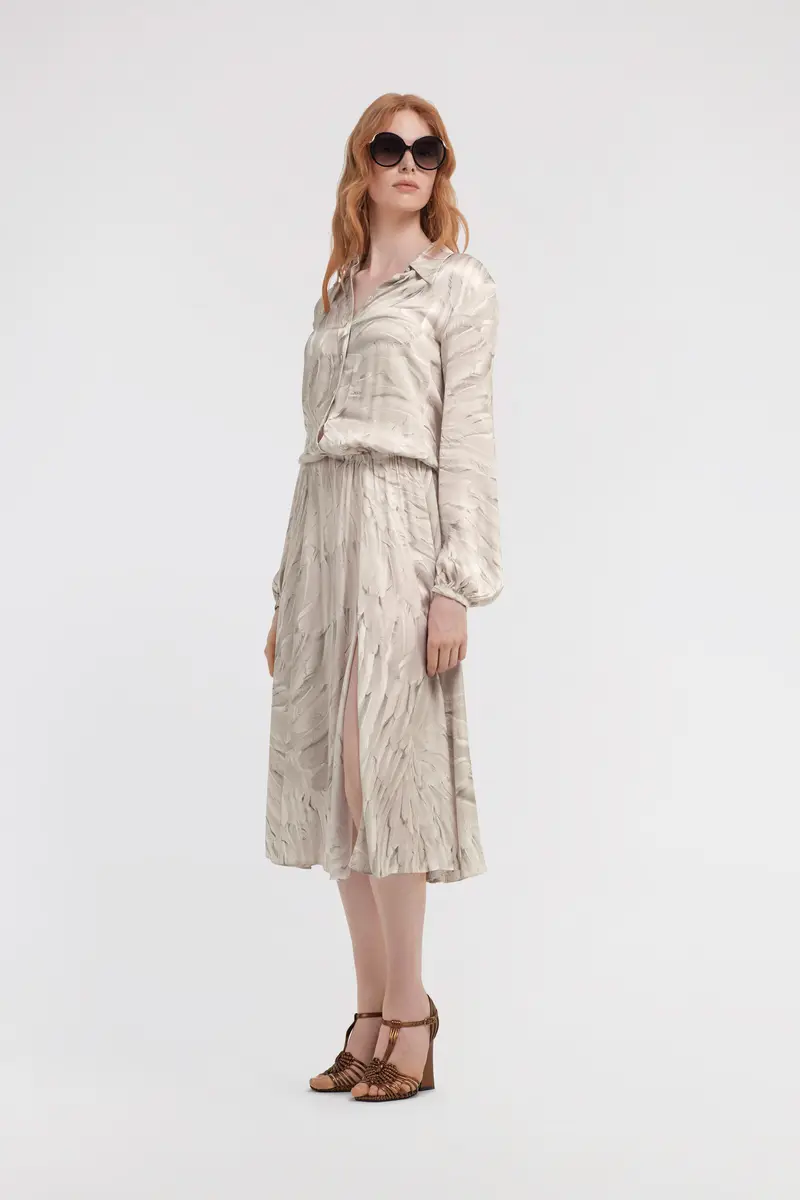 Roberto Cavalli Ice Feathers Print Midi Dress | Thumbnail 4 Roberto Cavalli Ice Feathers Print Midi Dress | Thumbnail 4