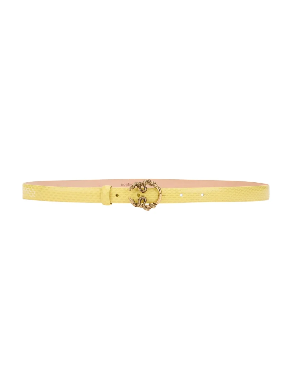 Yellow Leather Belt With Snake Buckle Yellow Leather Belt With Snake Buckle
