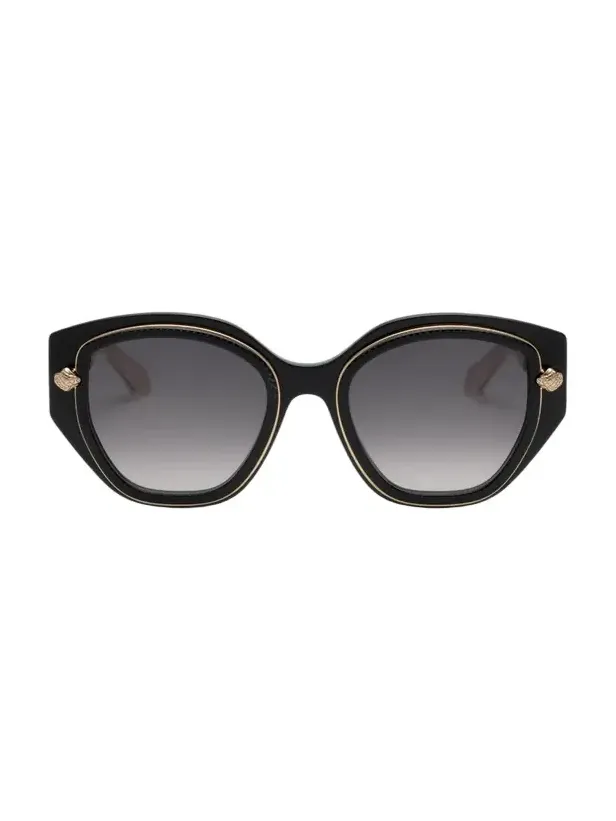 Wide and feminine front sunglasses with double ring decoration Wide and feminine front sunglasses with double ring decoration