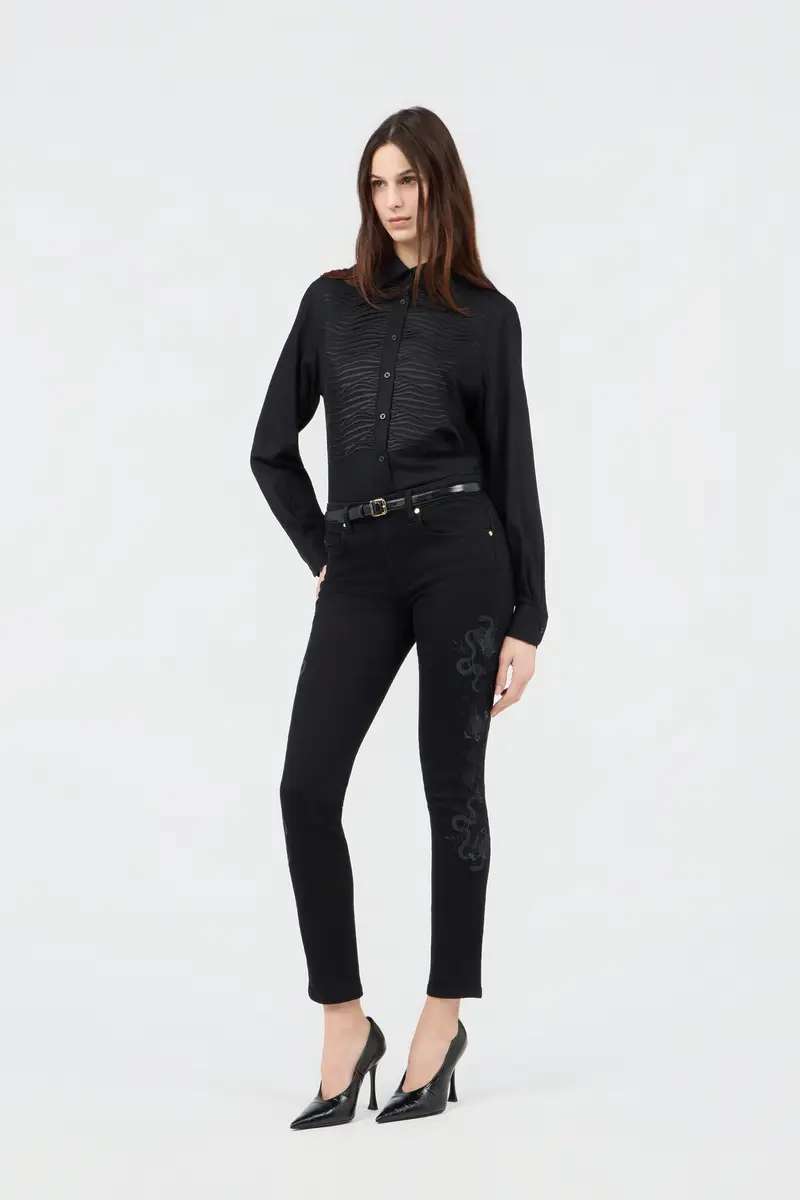 Roberto Cavalli Black Shirt with Embroidered Zebra Motif | Thumbnail 6 Roberto Cavalli Black Shirt with Embroidered Zebra Motif | Thumbnail 6