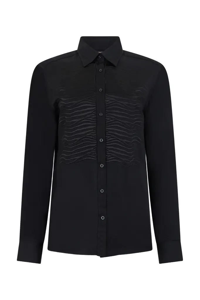 Roberto Cavalli Black Shirt with Embroidered Zebra Motif