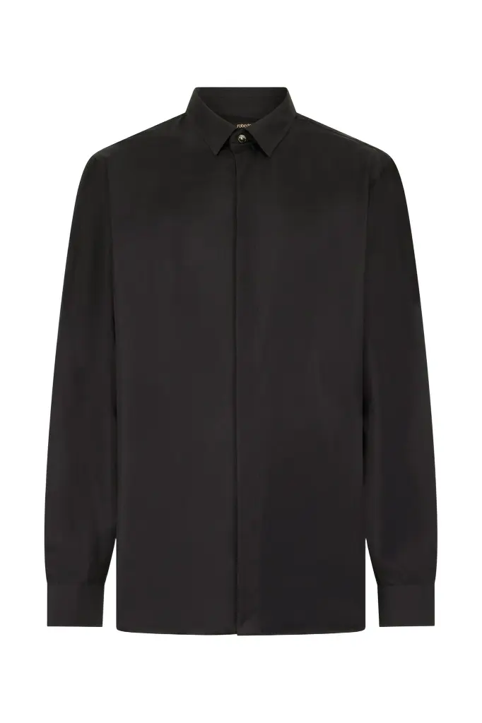 Roberto Cavalli Black Silk Shirt
