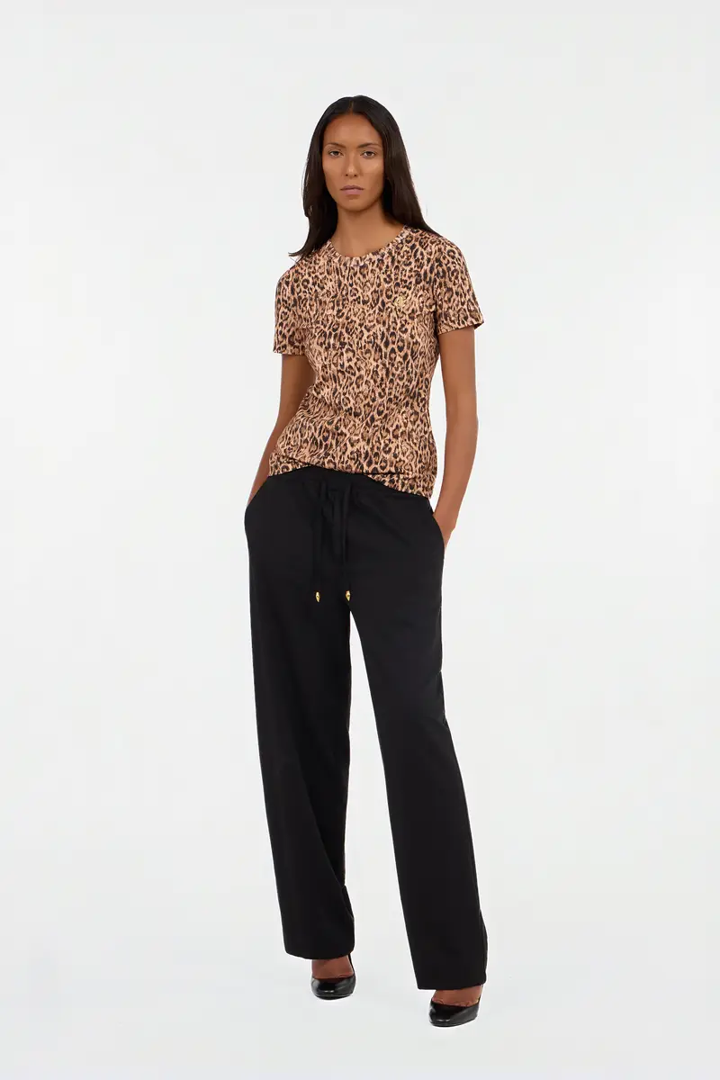 Roberto Cavalli Leopard Skin Print T-Shirt with Logo | Thumbnail 7