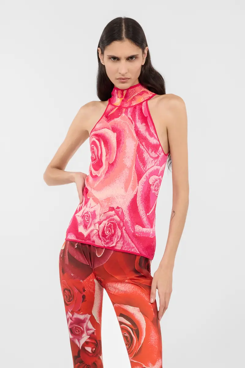 Roberto Cavalli Top With Garden Rose Print | Thumbnail 2 Roberto Cavalli Top With Garden Rose Print | Thumbnail 2