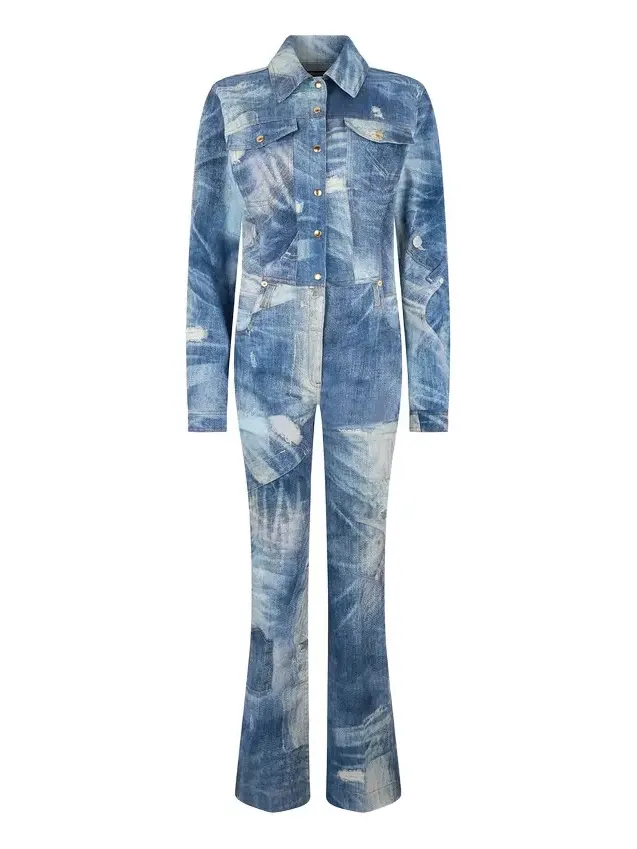 Patchwork Denim Jumpsuit