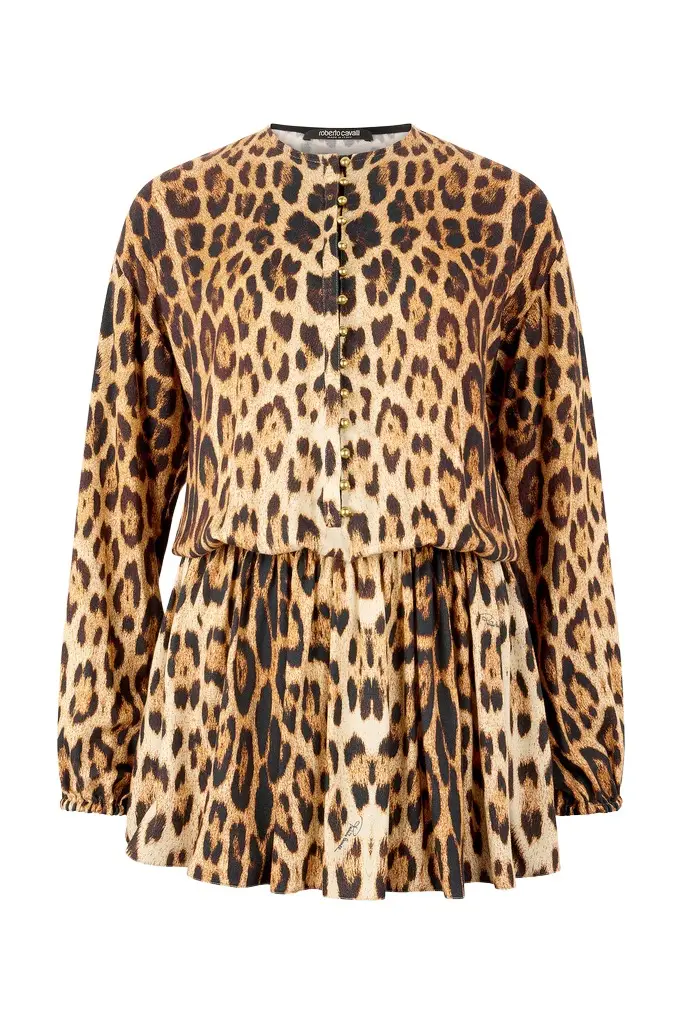 Short Dress With Jaguar Skin Print Short Dress With Jaguar Skin Print