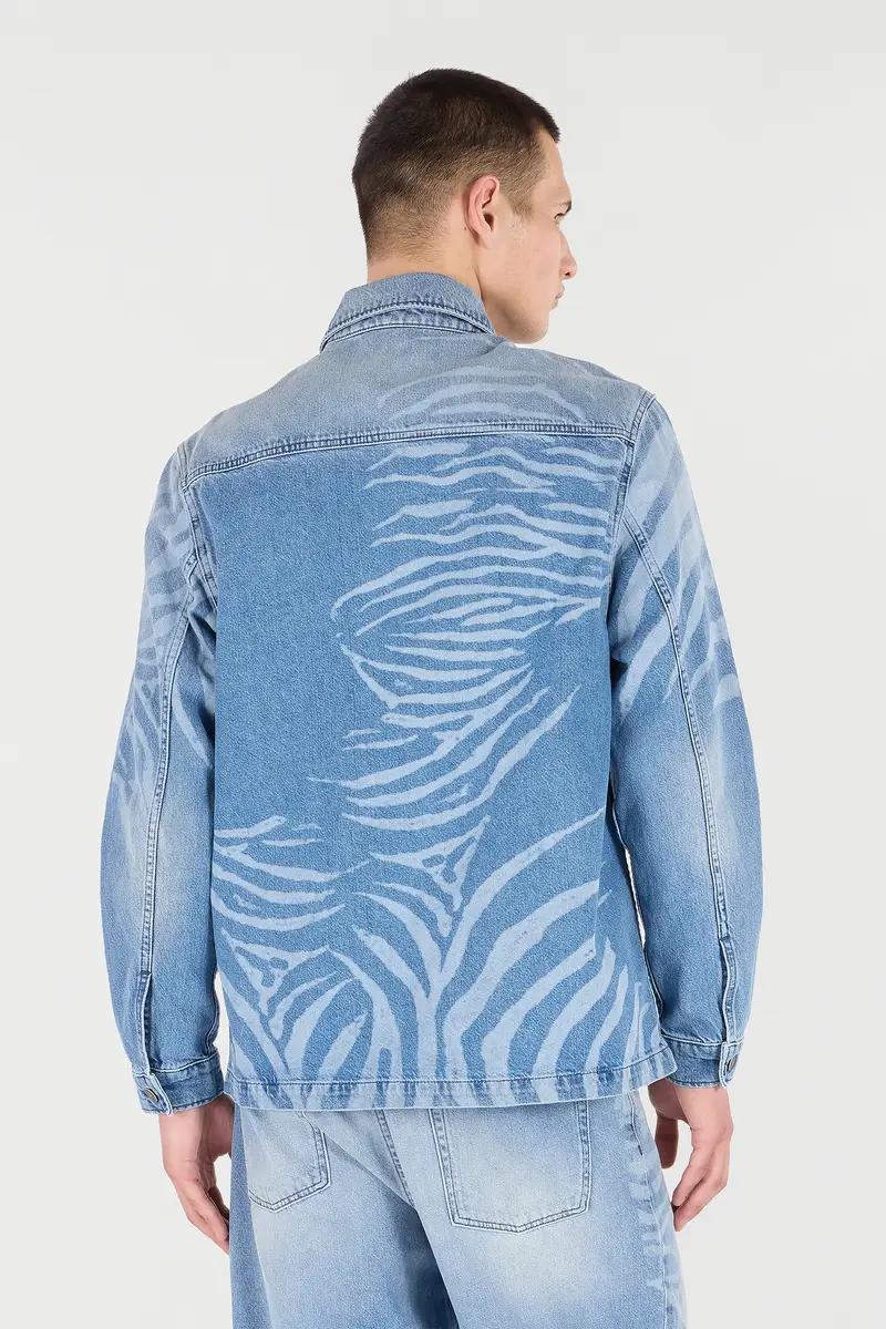Roberto Cavalli Denim Shirt With Tiger Skin Print | Thumbnail 3 Roberto Cavalli Denim Shirt With Tiger Skin Print | Thumbnail 3