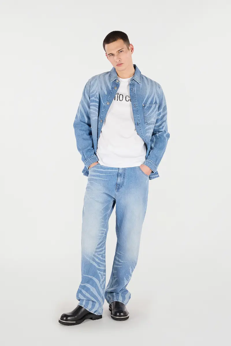 Roberto Cavalli Denim Shirt With Tiger Skin Print | Thumbnail 7 Roberto Cavalli Denim Shirt With Tiger Skin Print | Thumbnail 7