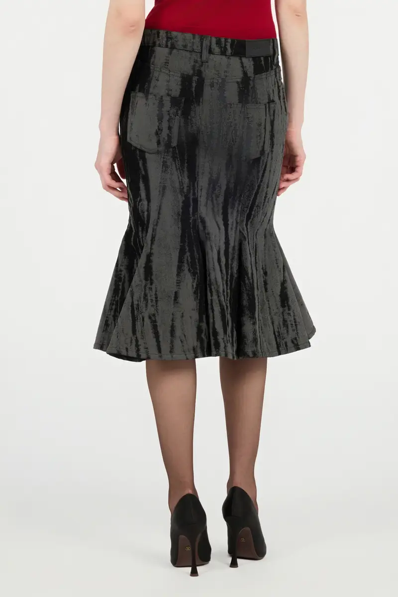 Roberto Cavalli Black Denim Skirt With A Streak Effect | Thumbnail 3