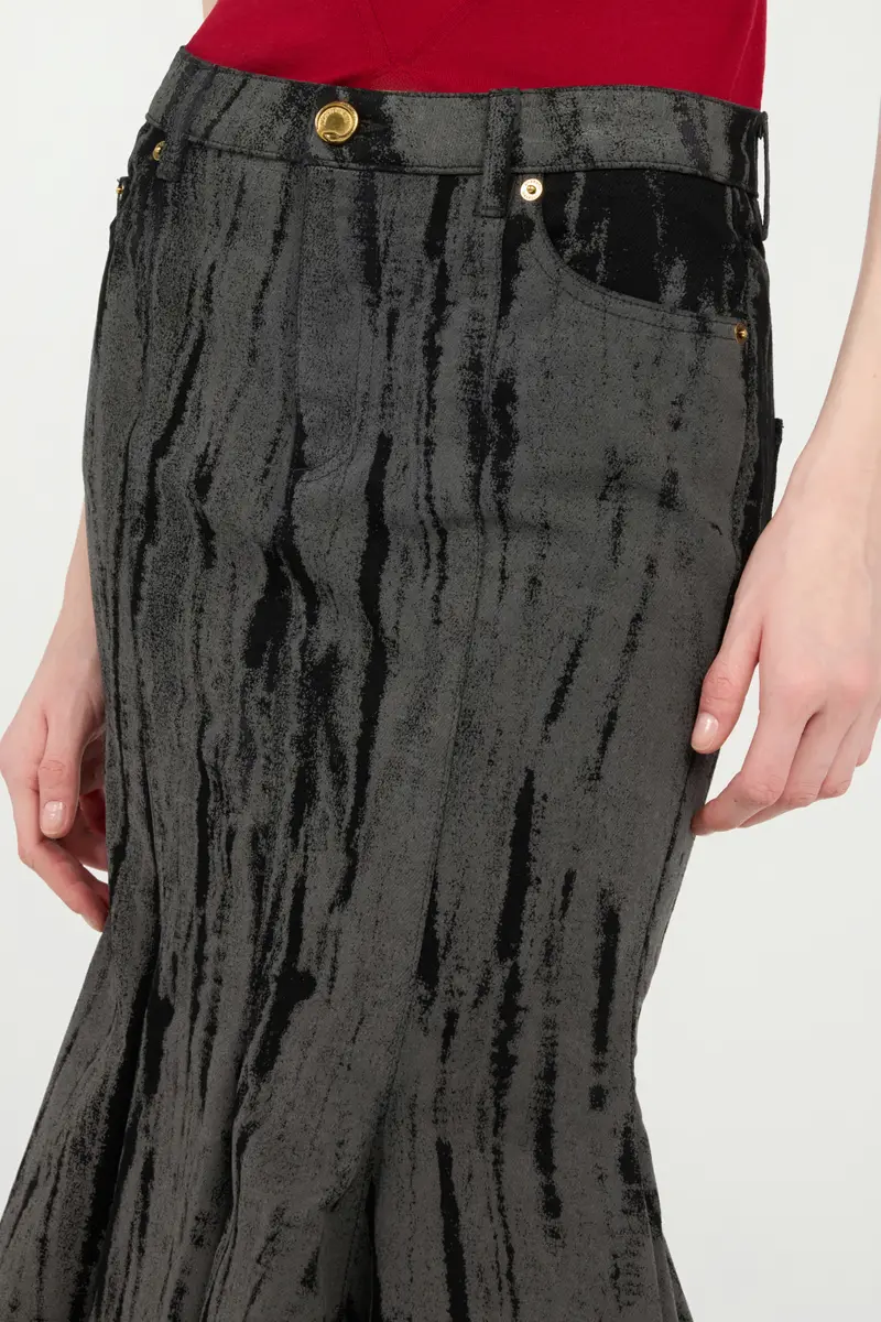 Roberto Cavalli Black Denim Skirt With A Streak Effect | Thumbnail 5