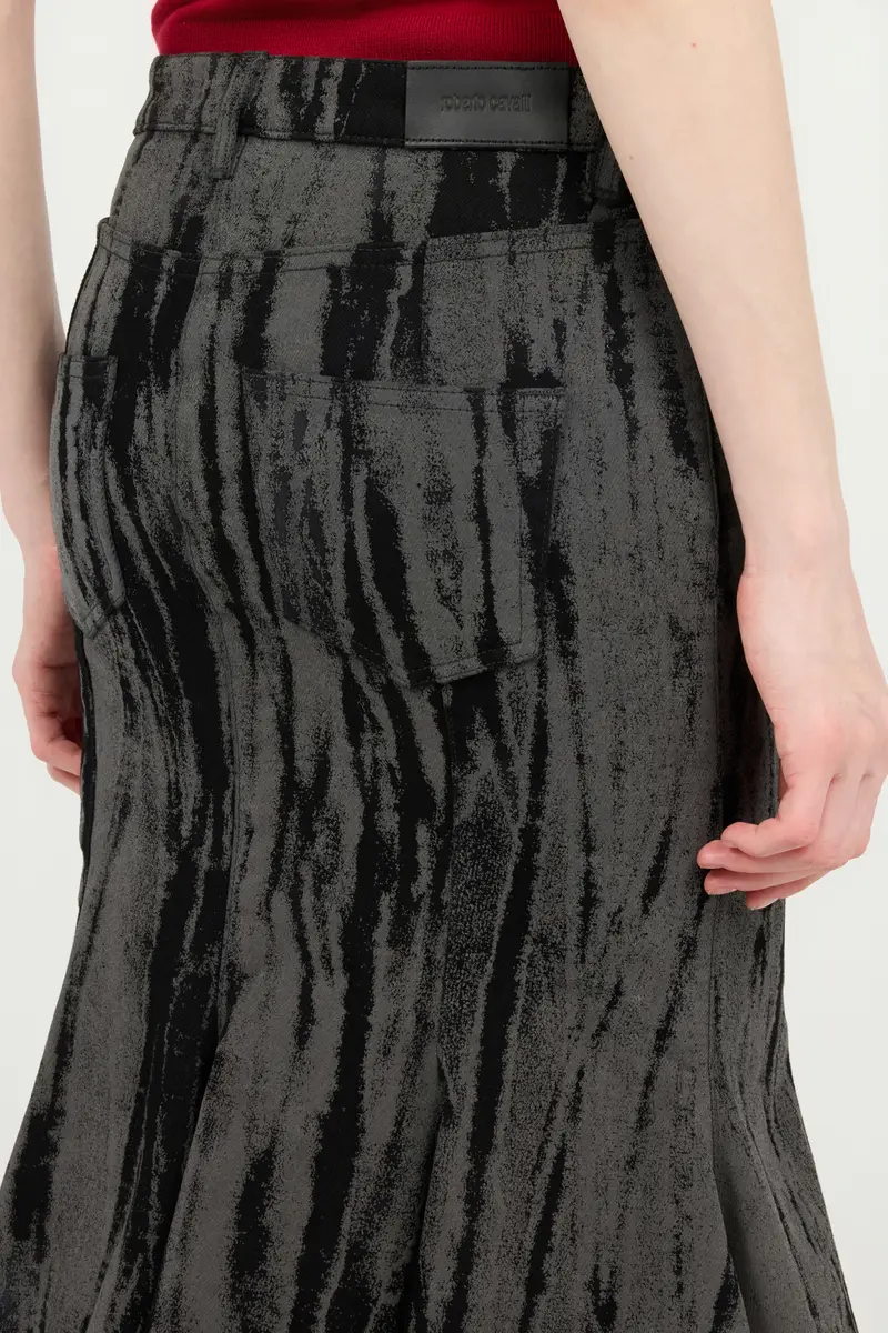 Roberto Cavalli Black Denim Skirt With A Streak Effect | Thumbnail 6
