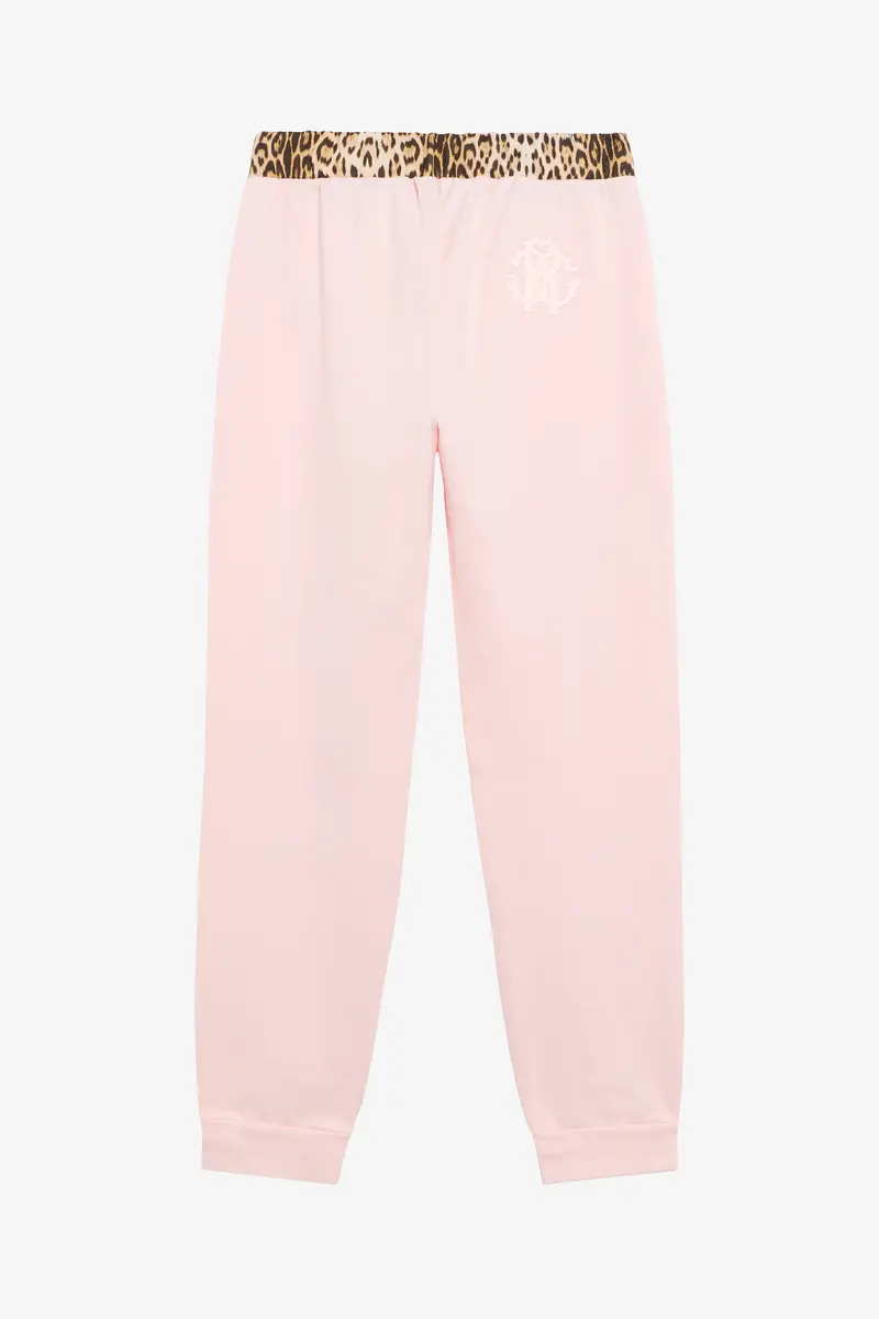 Roberto Cavalli Pink Joggers With Leopard Waistband | Thumbnail 2 Roberto Cavalli Pink Joggers With Leopard Waistband | Thumbnail 2